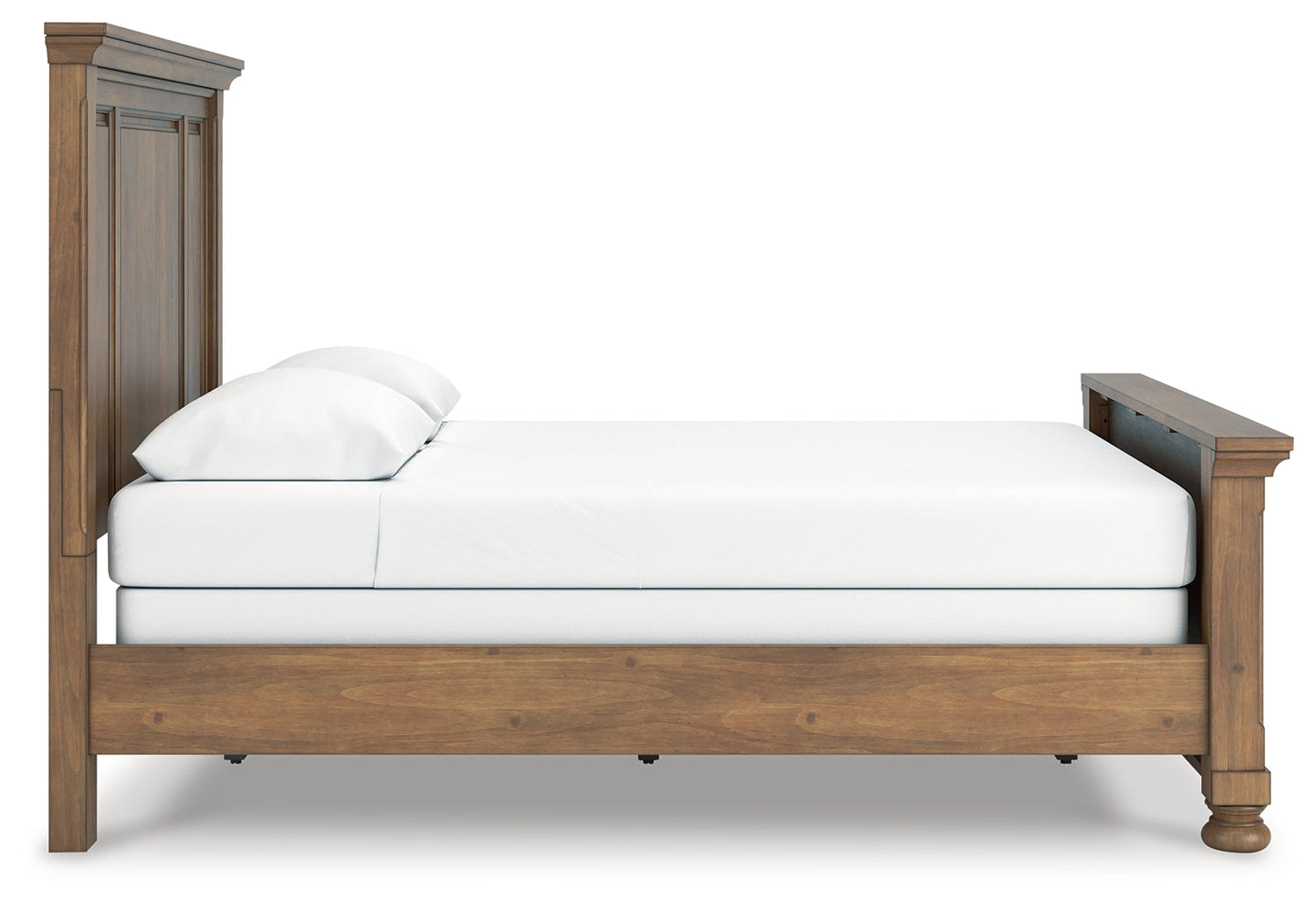 Feddinger Queen Panel Bed with Mirrored Dresser and 2 Nightstands in Medium Brown from Ashley - Luna Furniture