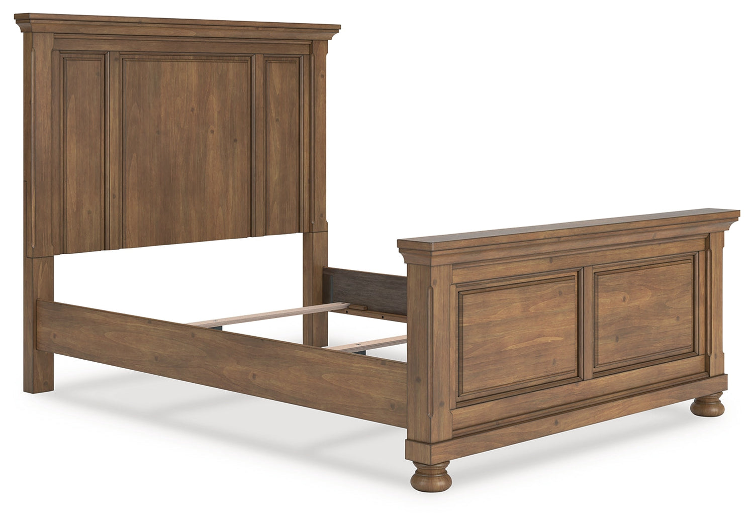 Feddinger Queen Panel Bed with Mirrored Dresser, Chest and 2 Nightstands in Medium Brown from Ashley - Luna Furniture