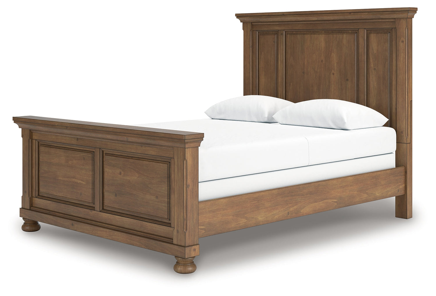 Feddinger Queen Panel Bed with Mirrored Dresser, Chest and Nightstand in Medium Brown from Ashley - Luna Furniture