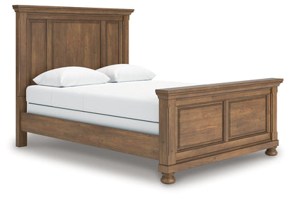 Feddinger Queen Panel Bed with Mirrored Dresser in Medium Brown from Ashley - Luna Furniture