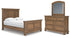 Feddinger Queen Panel Bed with Mirrored Dresser in Medium Brown from Ashley - Luna Furniture