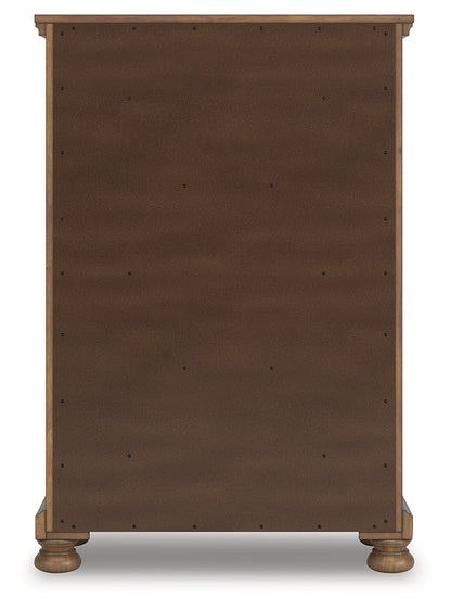 Feddinger Queen Storage Sleigh Bed with Mirrored Dresser and Chest in Medium Brown from Ashley - Luna Furniture