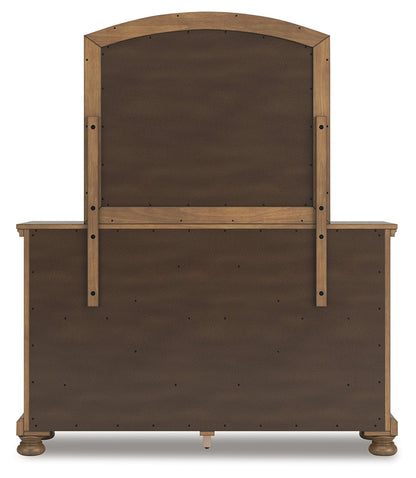 Feddinger Queen Storage Sleigh Bed with Mirrored Dresser, Chest and Nightstand in Medium Brown from Ashley - Luna Furniture