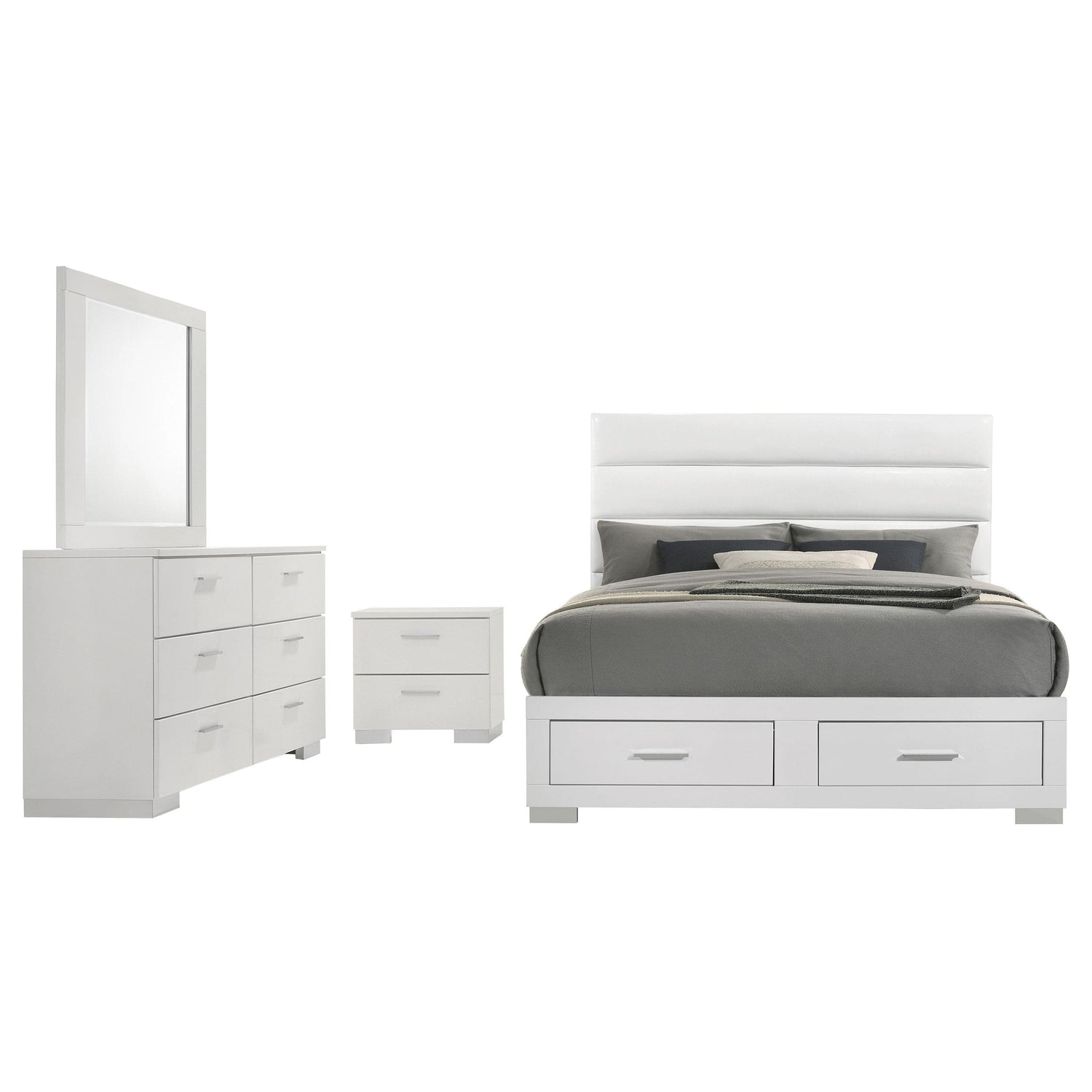 Felicity 4-piece Eastern King Platform Bedroom Set White - 203510KE-S4