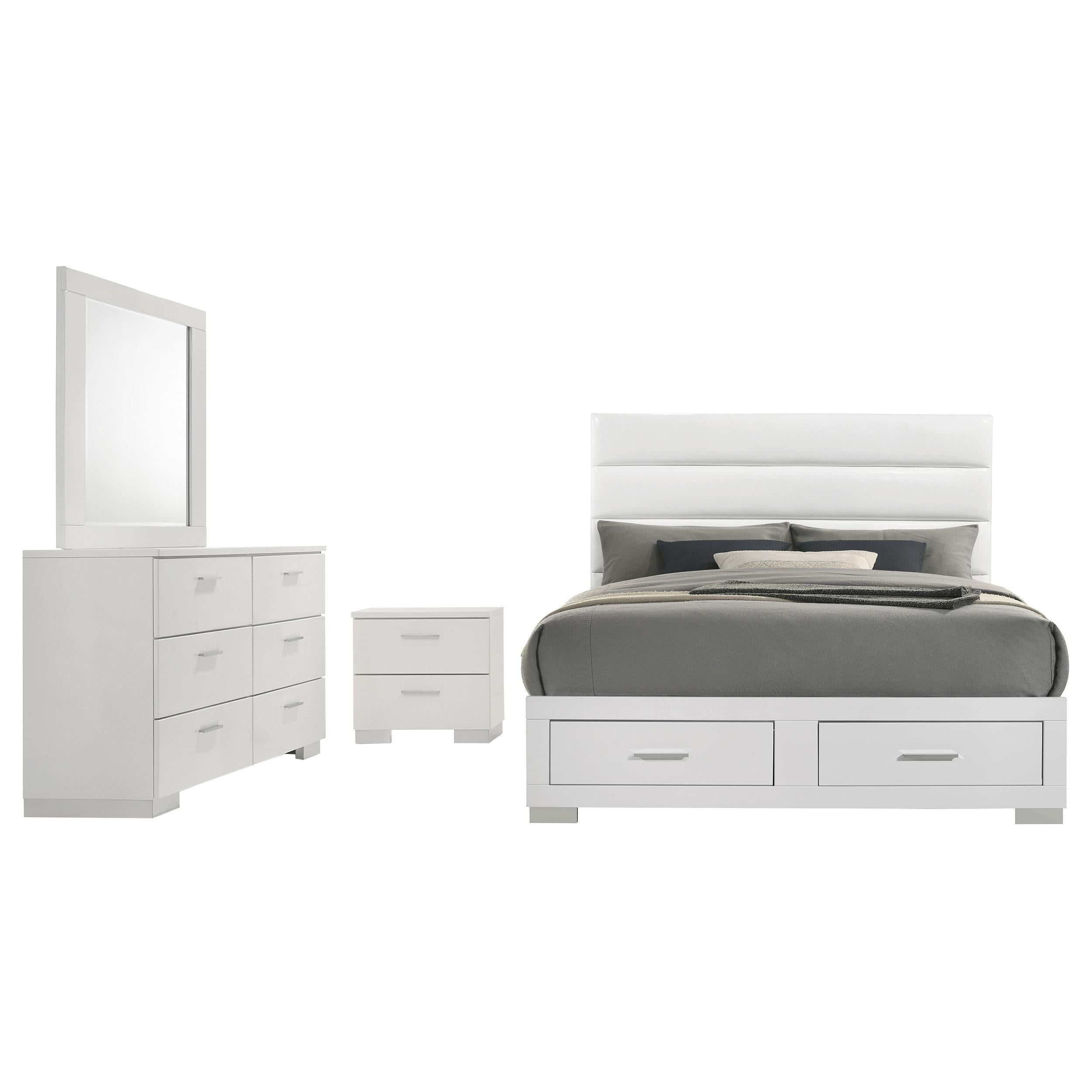 Felicity 4-piece Eastern King Platform Bedroom Set White - 203510KE-S4
