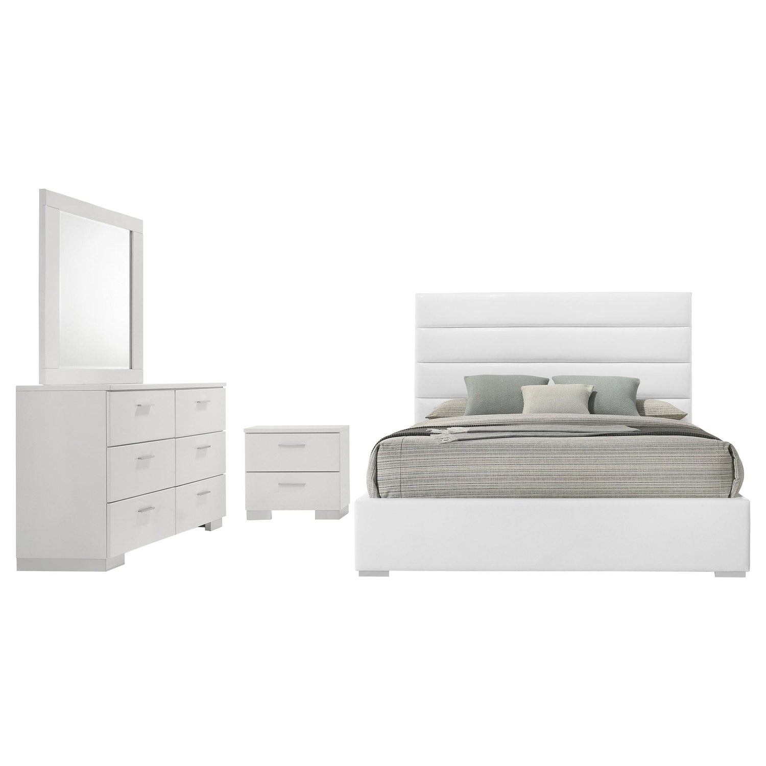 Felicity 4-piece Queen Bedroom Set White High Gloss - 203511Q-S4