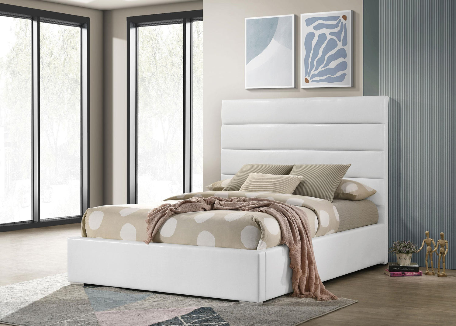 Felicity 53-inch Upholstered Full Platform Bed White - 203511F