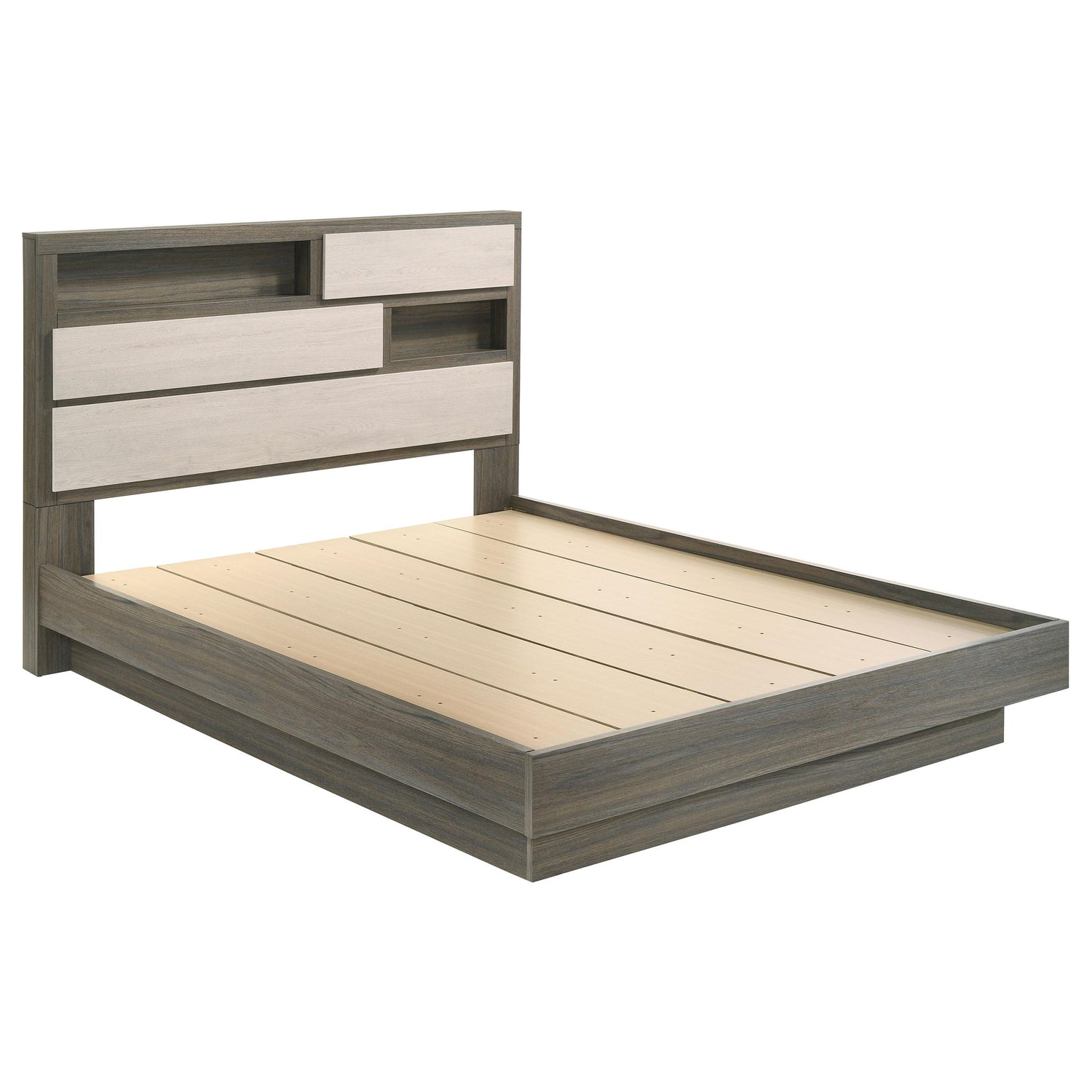Fenwick Eastern King Bed Bookcase Headboard Grey Oak - 224981KE
