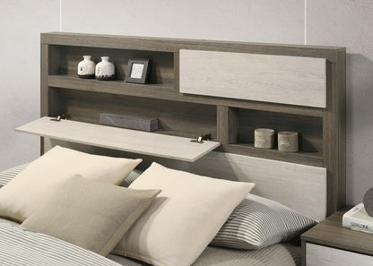 Fenwick Queen Bed Bookcase Headboard Grey Oak - 224981Q