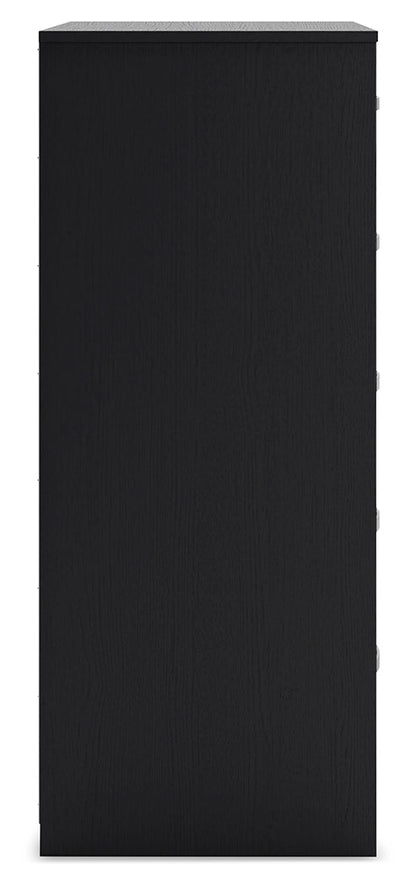 Finch Queen Panel Headboard with Dresser and Chest in Black - PKG017931