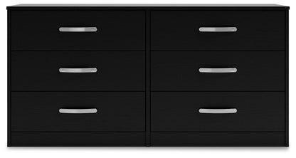 Finch Queen Panel Headboard with Dresser, Chest and 2 Nightstands in Black - PKG017933