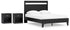 Finch Queen Panel Platform Bed with 2 Nightstands in Black/Brown - PKG017946