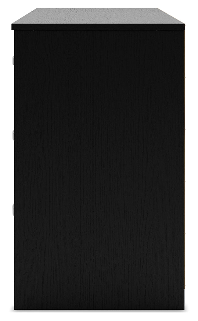 Finch Queen Panel Platform Bed with Dresser and 2 Nightstands in Black/Brown - PKG017945