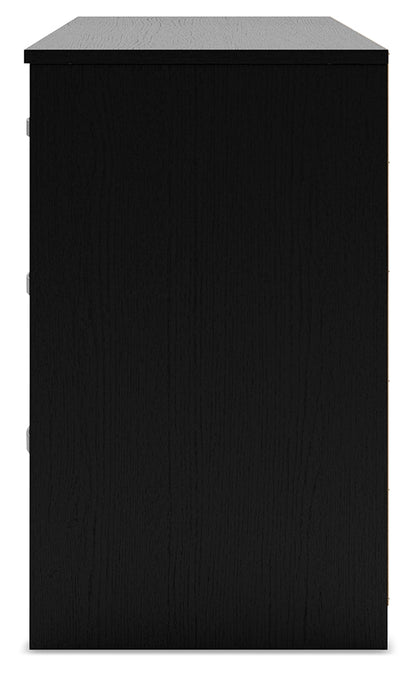 Finch Queen Panel Platform Bed with Dresser and 2 Nightstands in Black/Brown - PKG017945