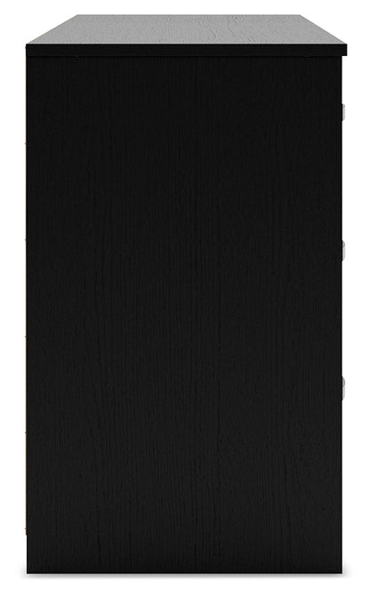Finch Queen Panel Platform Bed with Dresser and 2 Nightstands in Black/Brown - PKG017945
