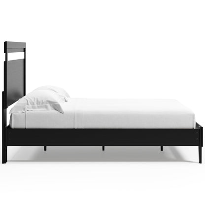 Finch Queen Panel Platform Bed with Dresser and 2 Nightstands in Black/Brown - PKG017945