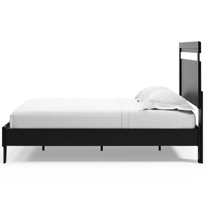 Finch Queen Panel Platform Bed with Dresser and 2 Nightstands in Black/Brown - PKG017945