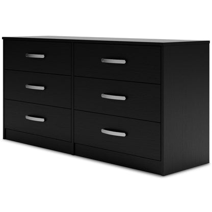 Finch Queen Panel Platform Bed with Dresser, Chest and Nightstand in Black/Brown - PKG017943