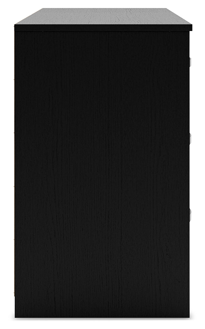 Finch Queen Panel Platform Bed with Dresser, Chest and Nightstand in Black/Brown - PKG017943
