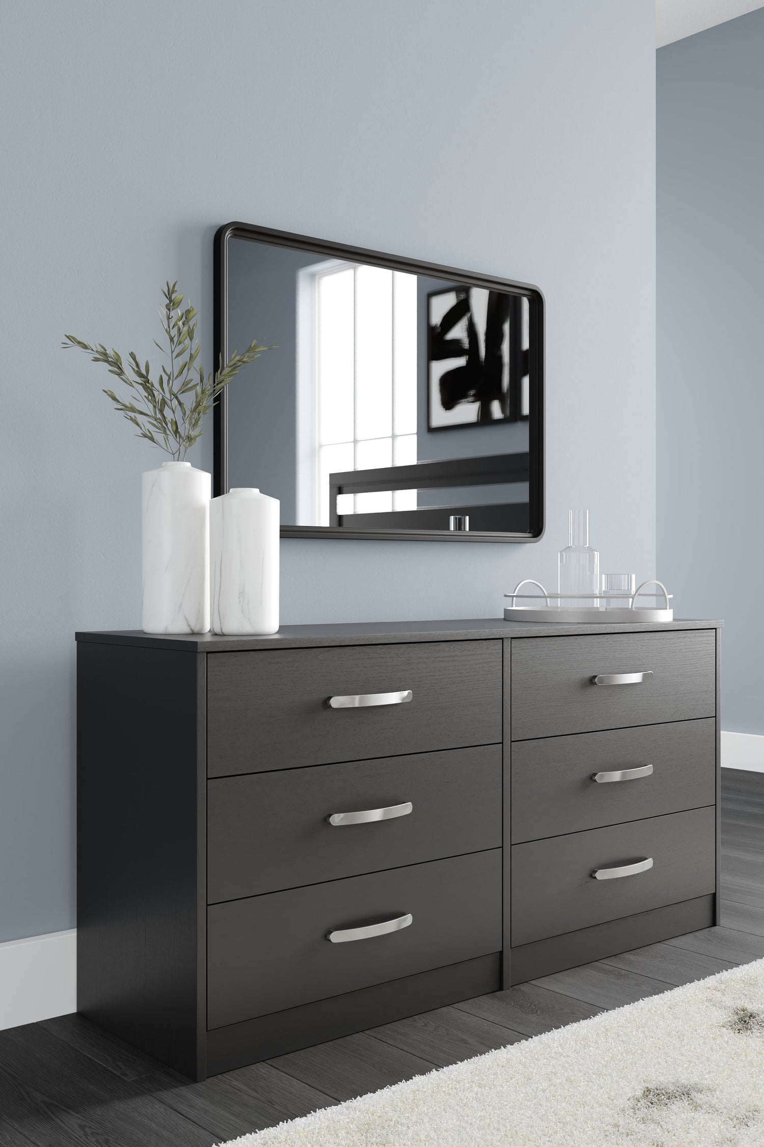 Finch Queen Platform Bed with Dresser in Black from Ashley - Luna Furniture
