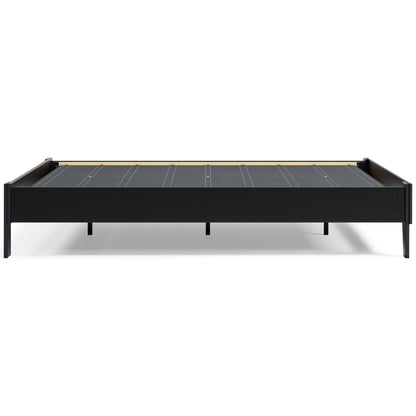 Finch Queen Platform Bed with Mattress in Black - PKG018311