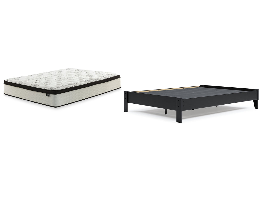 Finch Queen Platform Bed with Mattress in Black - PKG018311