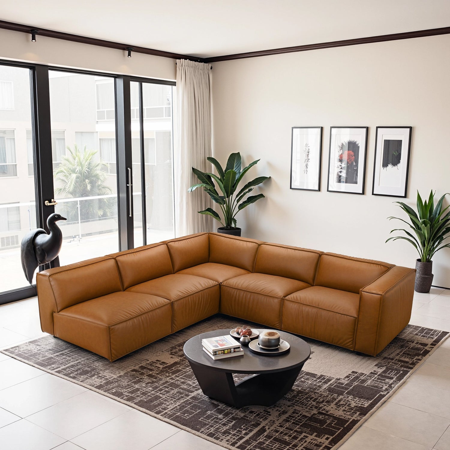 Findlay Mid Century Modern Vegan Leather Corner Sectional Sofa - CSC00401401