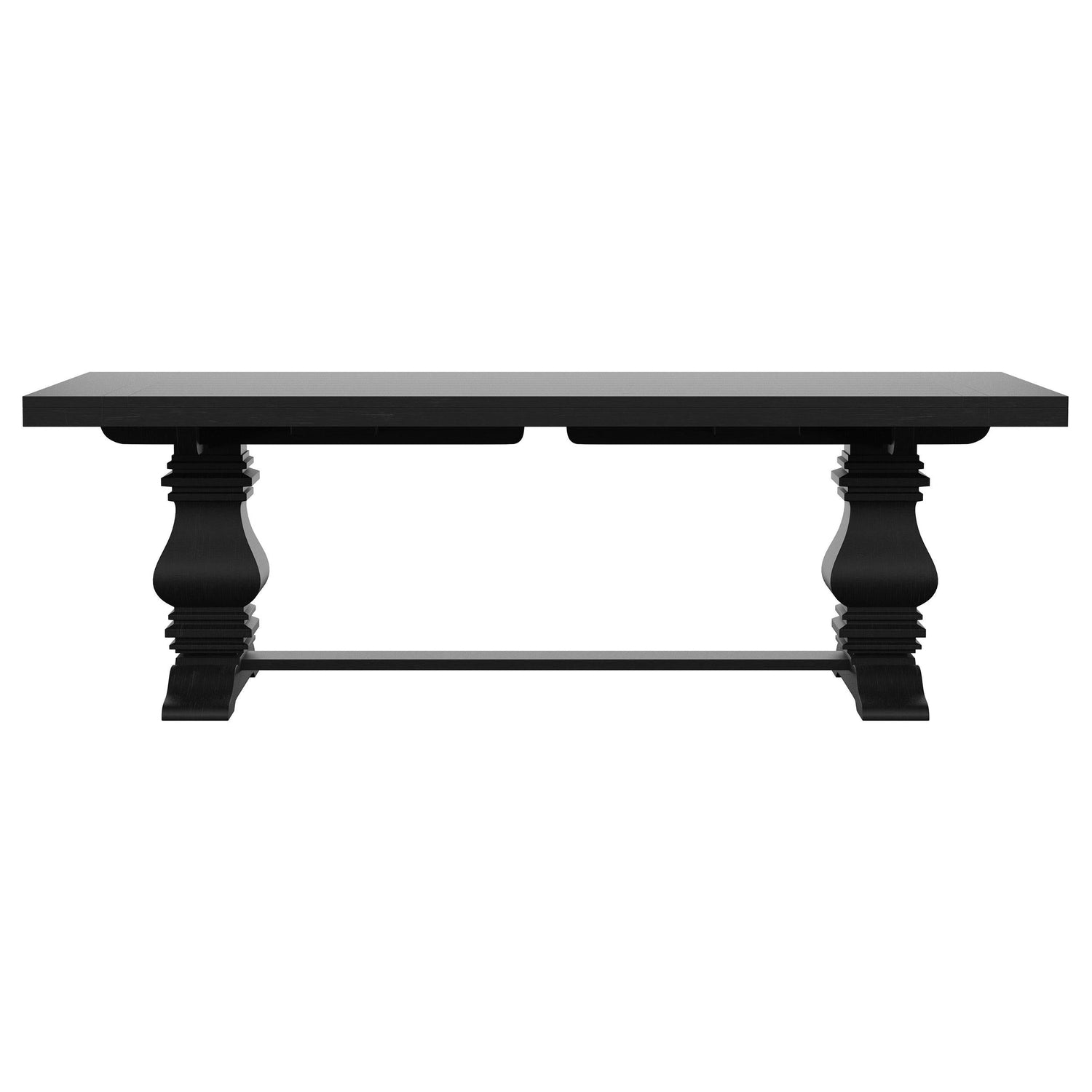 Florence Rectangular Pedestal Dining Table with Planked Wood Top Antique Black - 115531