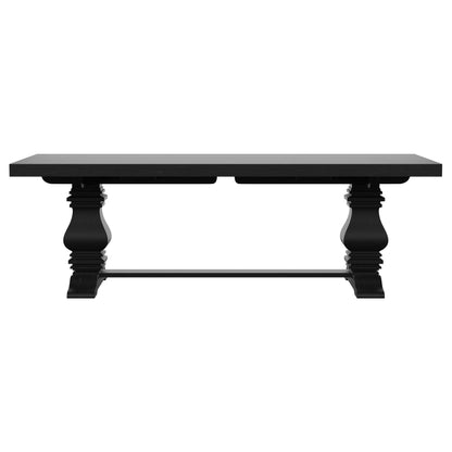 Florence Rectangular Pedestal Dining Table with Planked Wood Top Antique Black - 115531