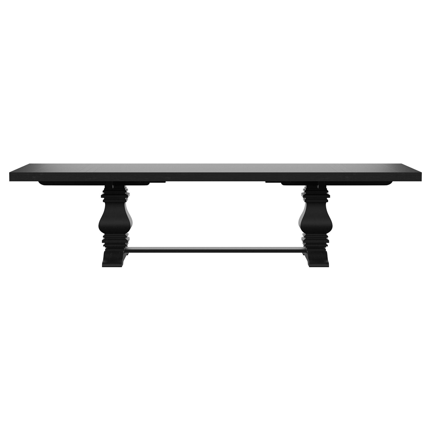 Florence Rectangular Pedestal Dining Table with Planked Wood Top Antique Black - 115531