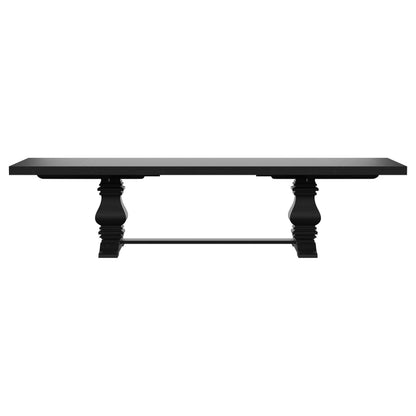 Florence Rectangular Pedestal Dining Table with Planked Wood Top Antique Black - 115531