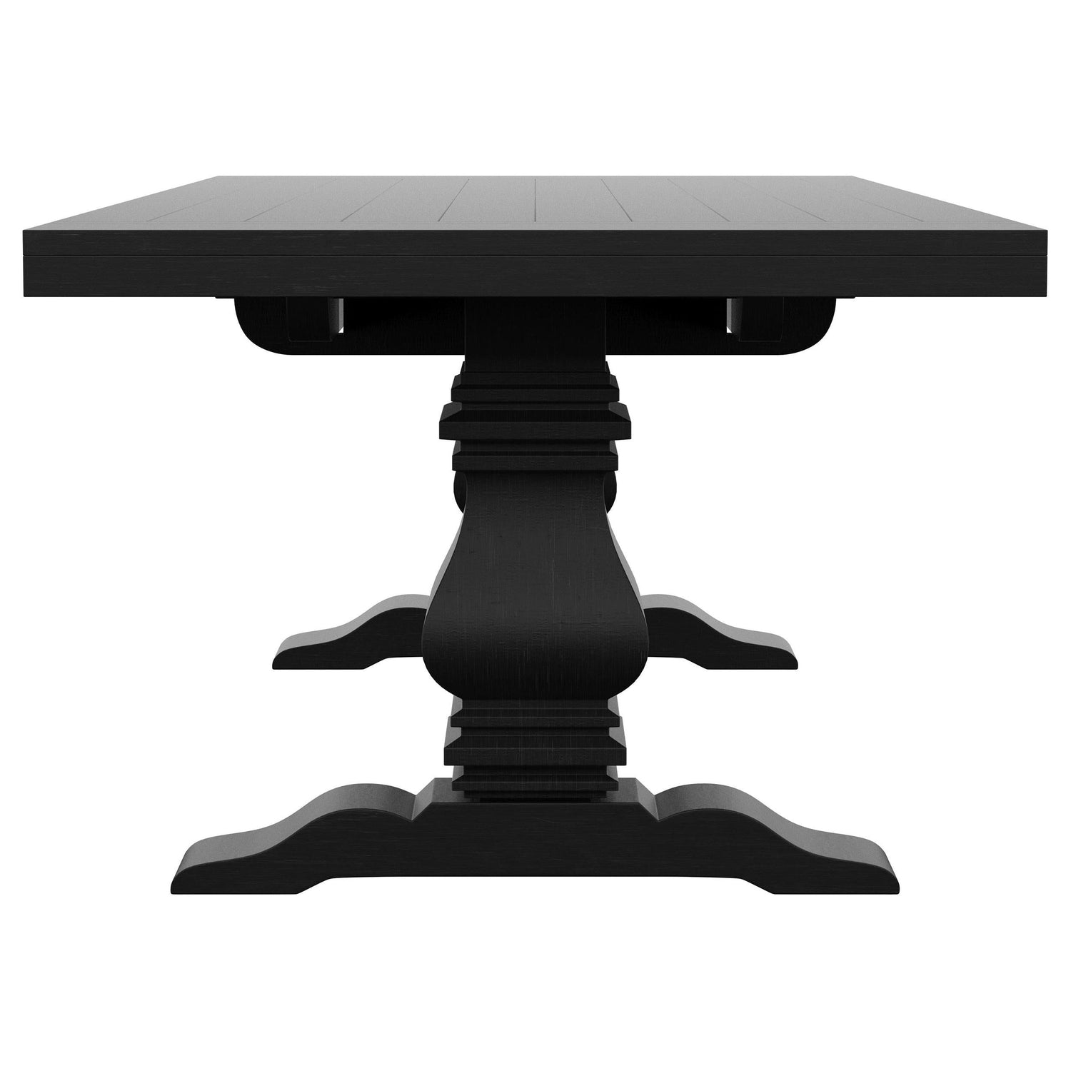 Florence Rectangular Pedestal Dining Table with Planked Wood Top Antique Black - 115531