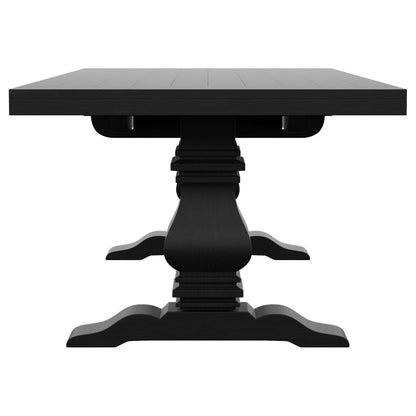Florence Rectangular Pedestal Dining Table with Planked Wood Top Antique Black - 115531