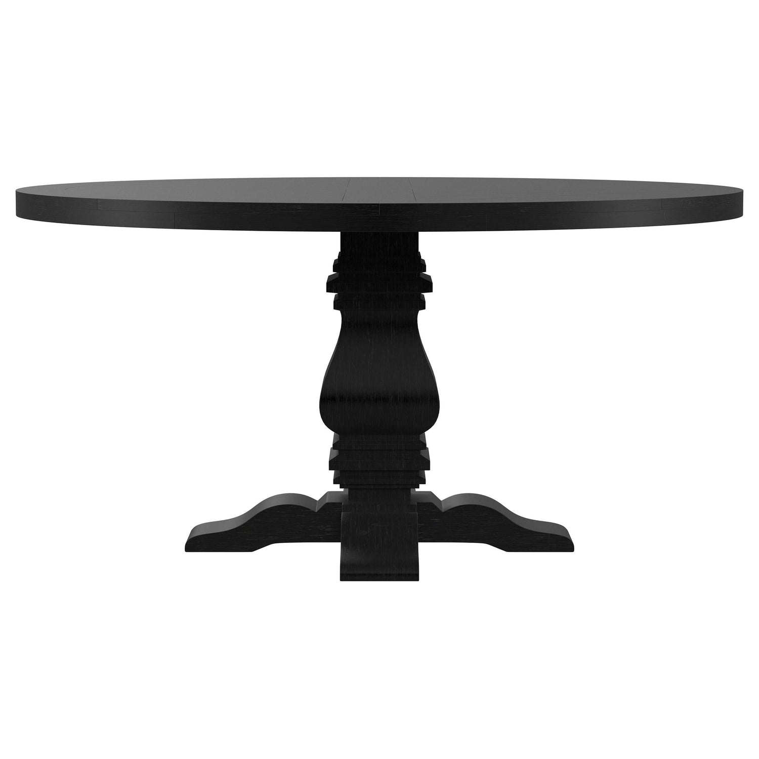 Florence Round Pedestal Dining Table with Planked Wood Top Antique Black - 115530