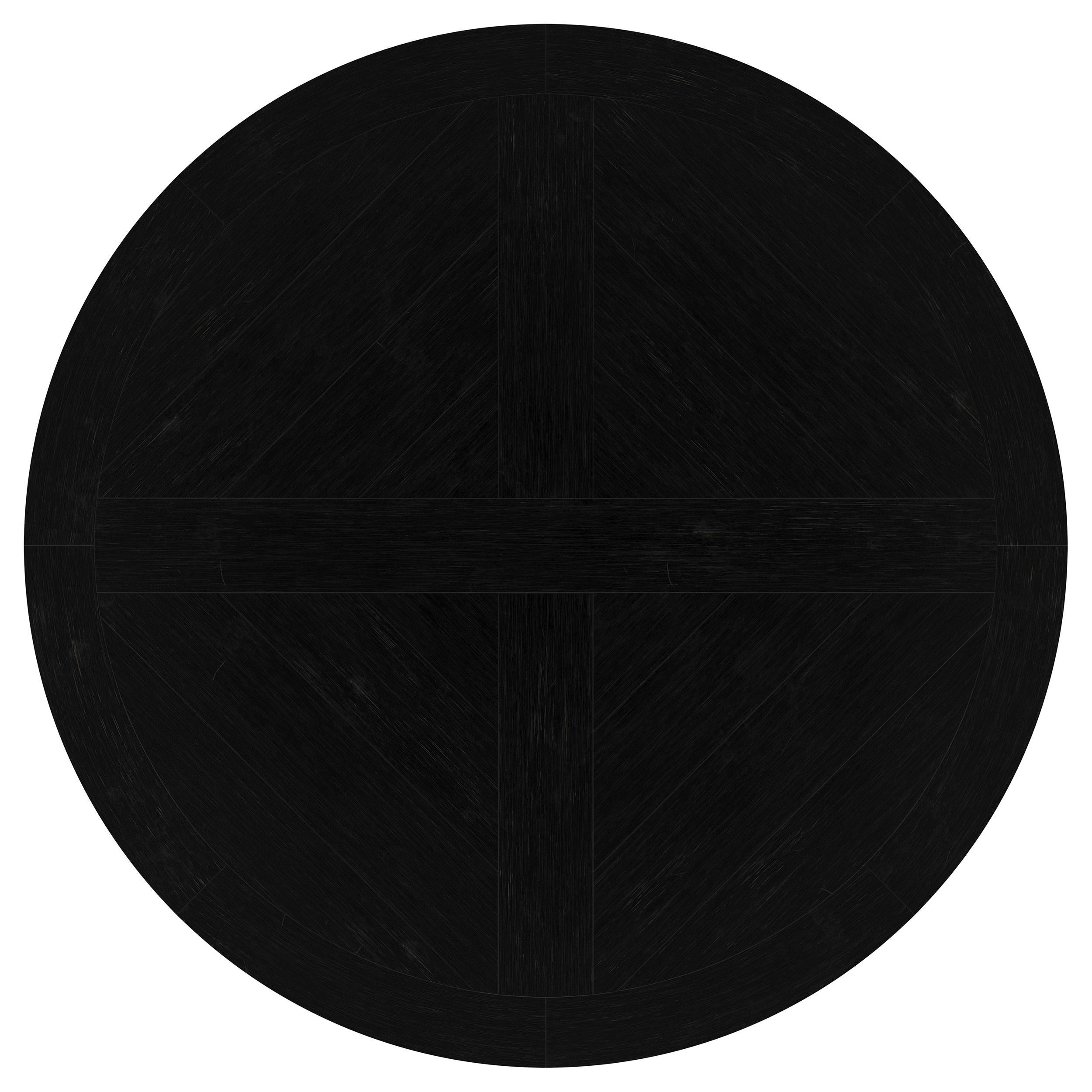 Florence Round Pedestal Dining Table with Planked Wood Top Antique Black - 115530