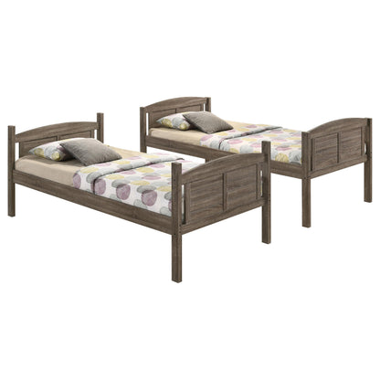 Flynn Wood Twin Over Twin Bunk Bed with Mattress Weathered Brown - 400808-SM