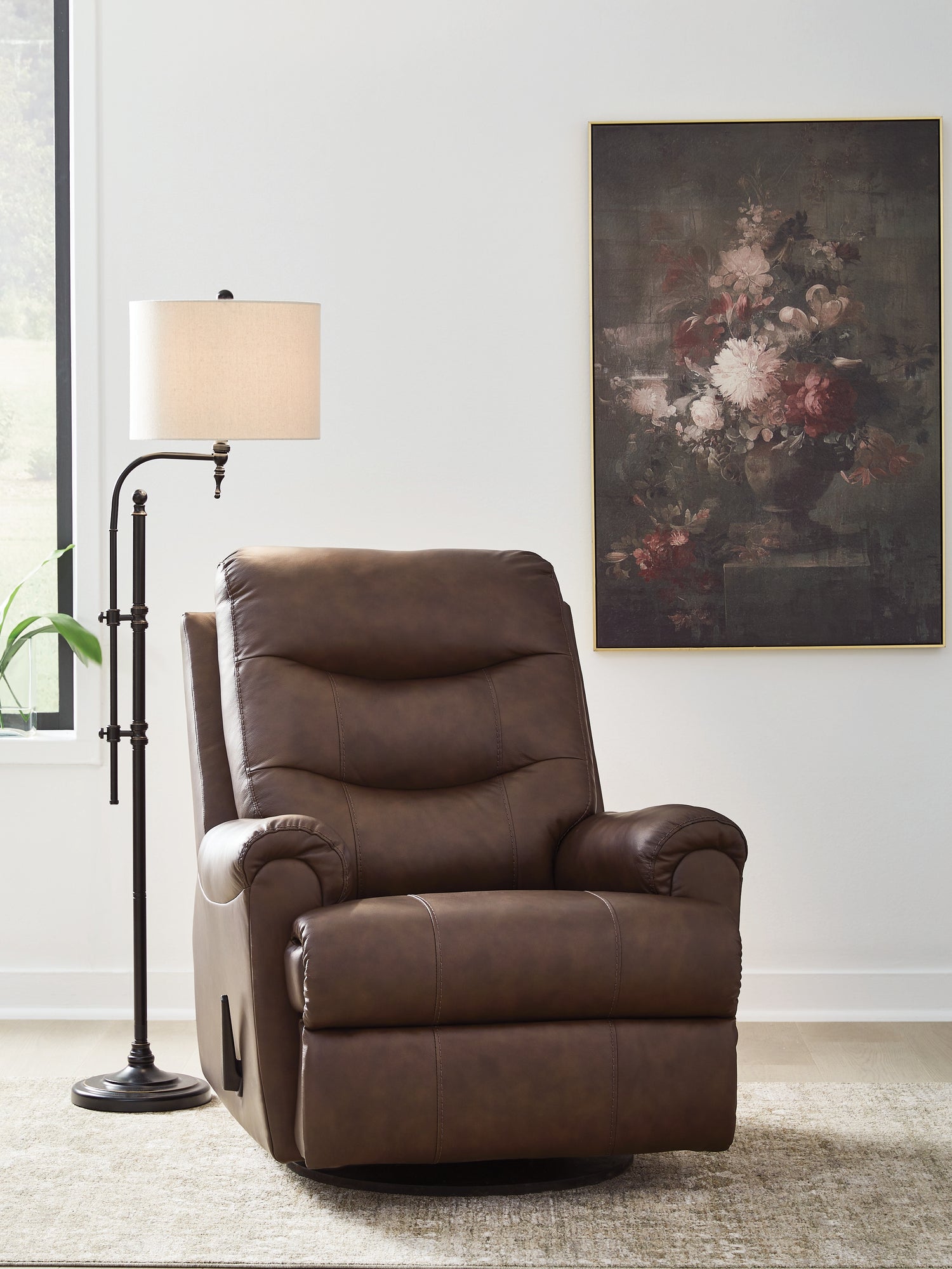 Flynwood Espresso Swivel Glider Recliner - PCU1340061