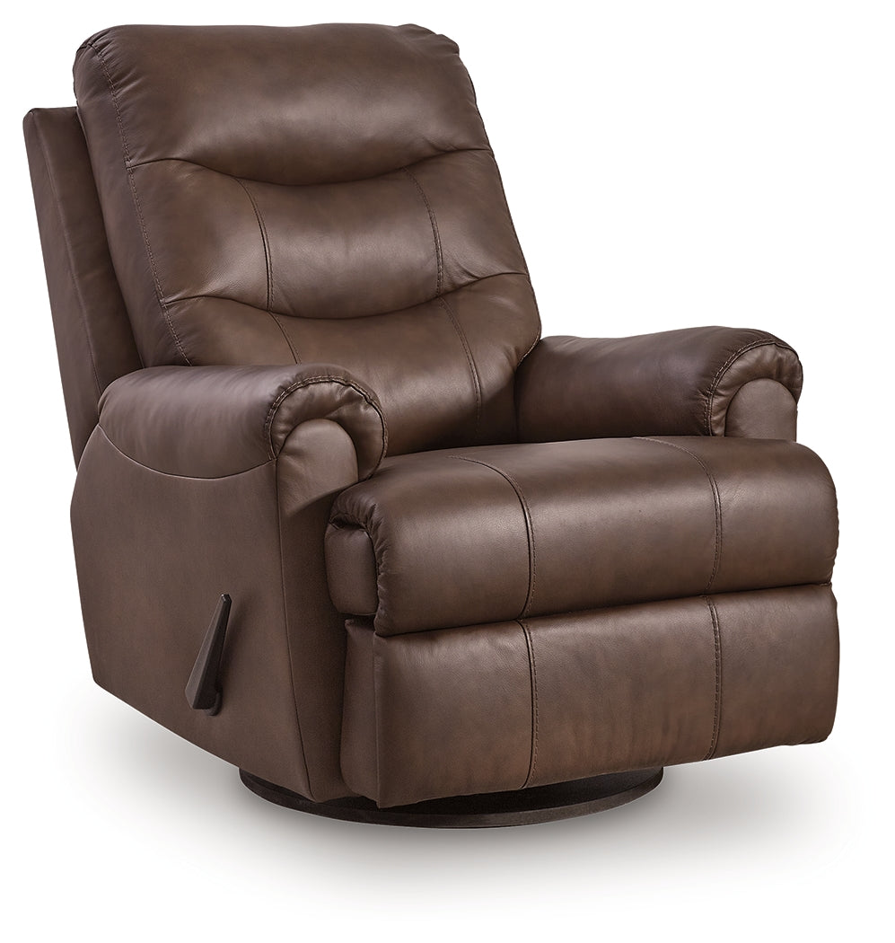 Flynwood Espresso Swivel Glider Recliner - PCU1340061