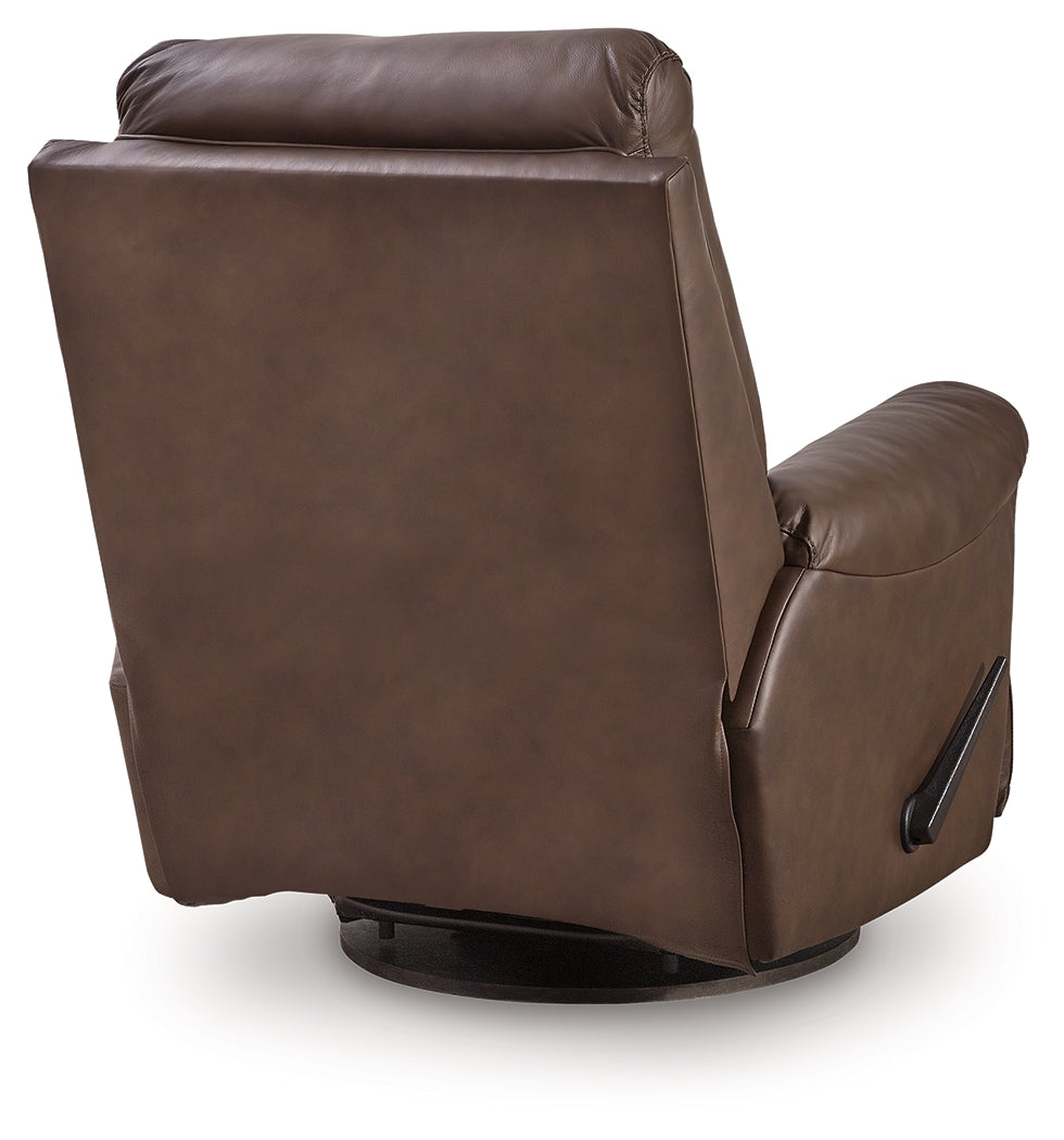 Flynwood Espresso Swivel Glider Recliner - PCU1340061