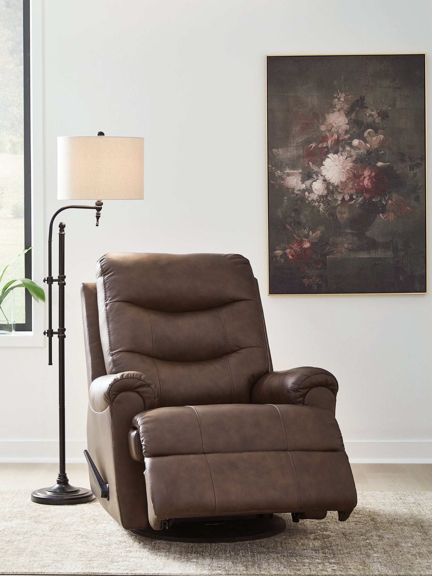 Flynwood Espresso Swivel Glider Recliner - PCU1340061