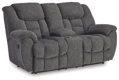 Foreside Charcoal Reclining Loveseat with Console - 3810494