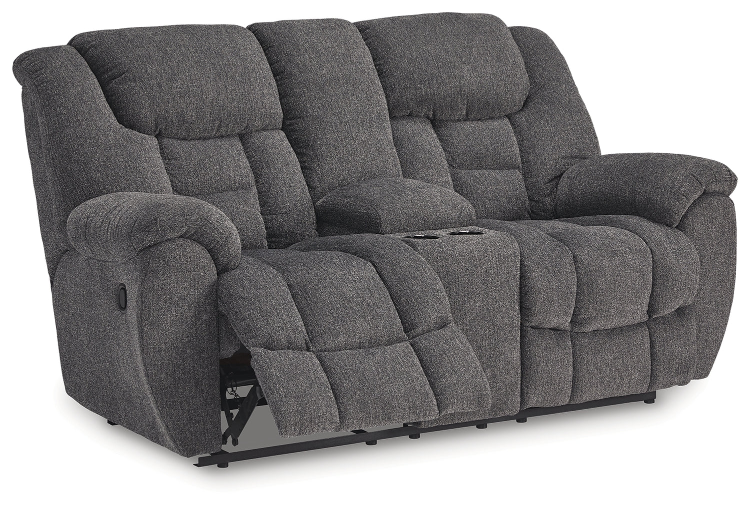 Foreside Charcoal Reclining Loveseat with Console - 3810494