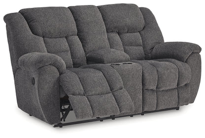 Foreside Charcoal Reclining Loveseat with Console - 3810494