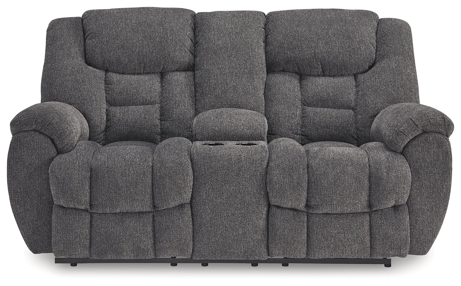 Foreside Charcoal Reclining Loveseat with Console - 3810494