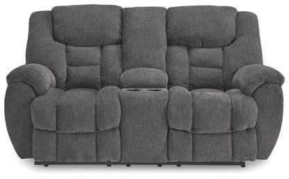 Foreside Charcoal Reclining Loveseat with Console - 3810494