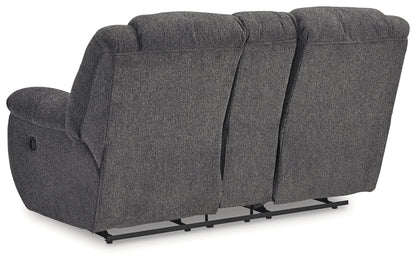 Foreside Charcoal Reclining Loveseat with Console - 3810494