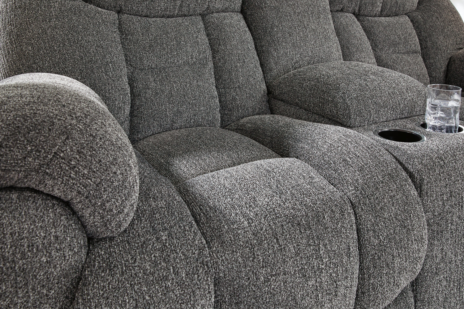Foreside Charcoal Reclining Loveseat with Console - 3810494