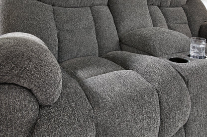 Foreside Charcoal Reclining Loveseat with Console - 3810494