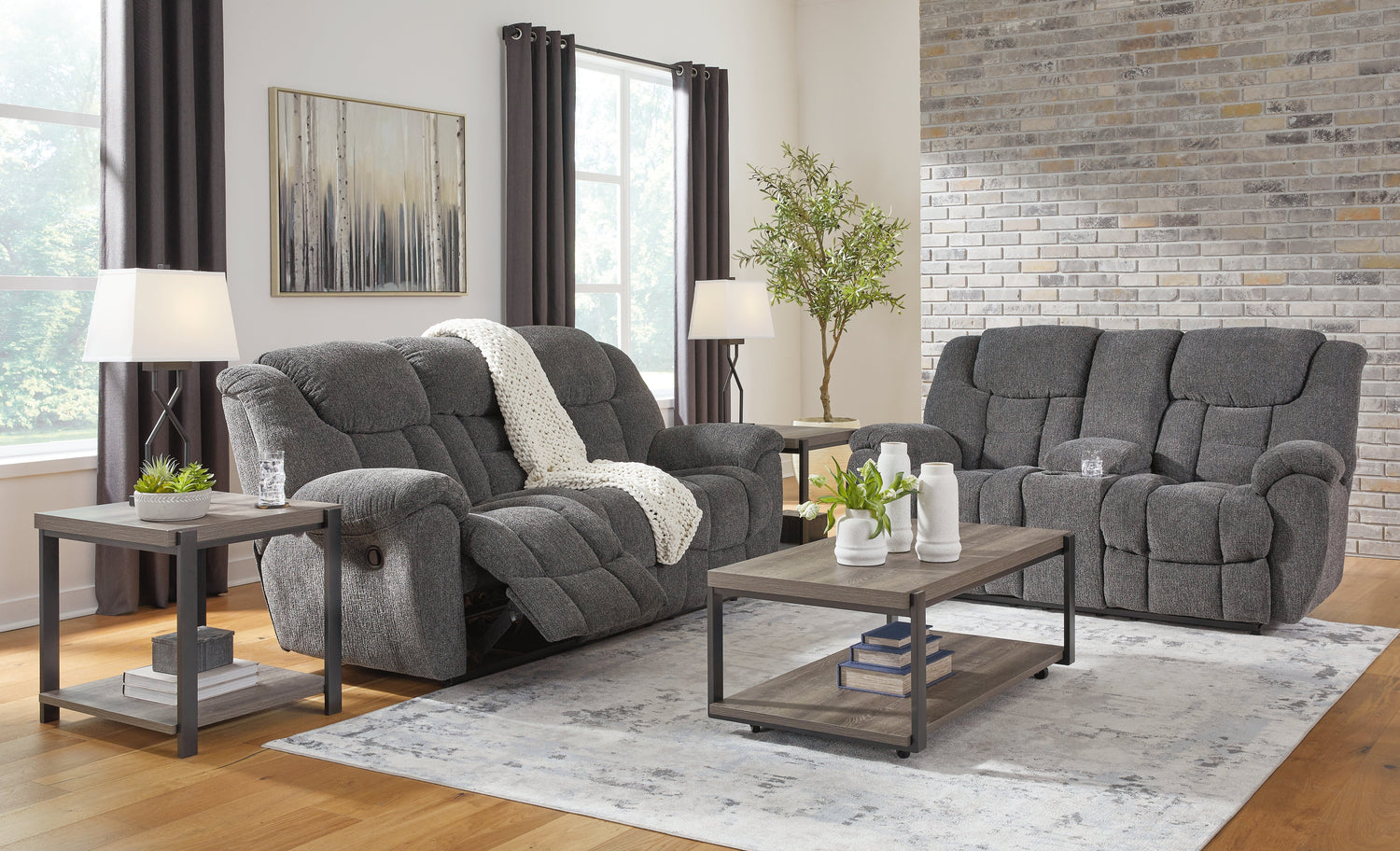 Foreside Sofa and Loveseat in Charcoal from Ashley - Luna Furniture