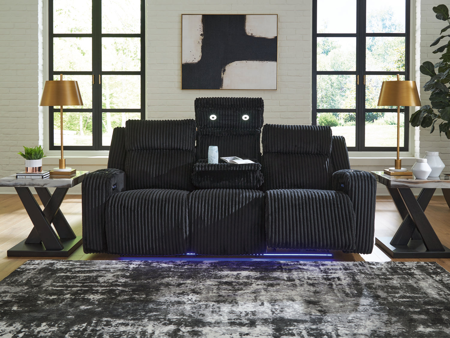 Forest Lake Black Power Reclining Sofa - PC6420215
